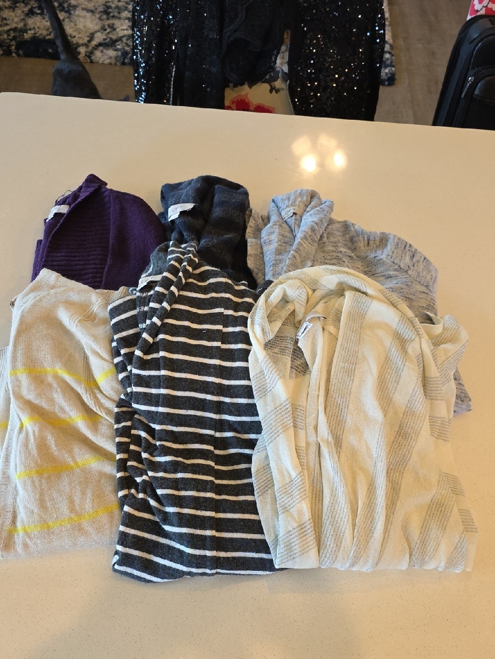 LOFT Mixed Color Women's Sweater Lot - Purple, Gray, Cream, Black Stripe